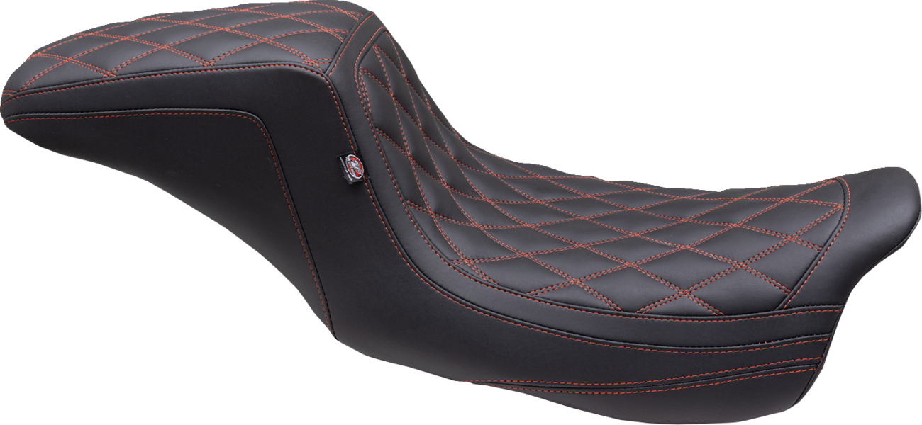 Mustang Squareback Red Diamond Stitch Seat fits 2008-2024 Harley Touring 75299AB