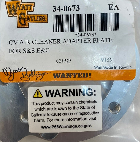 Vtwin S&S to CV Air Cleaner Adapter Plate for Harley Davidson Custom Application