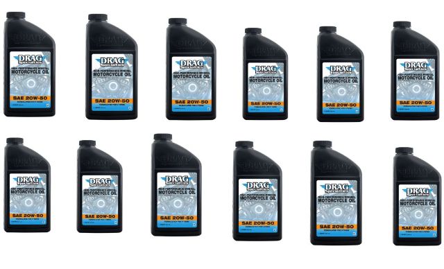 Drag Specialties 12qt Regular Base Case 20W50 Universal Motorcycle Engine Oil