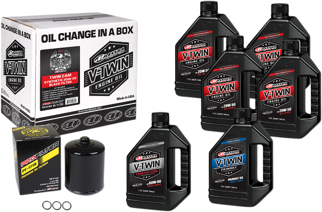 Maxima Twin Cam Oil Change Kit & Black Filter 1999-2017 Harley Touring Softail