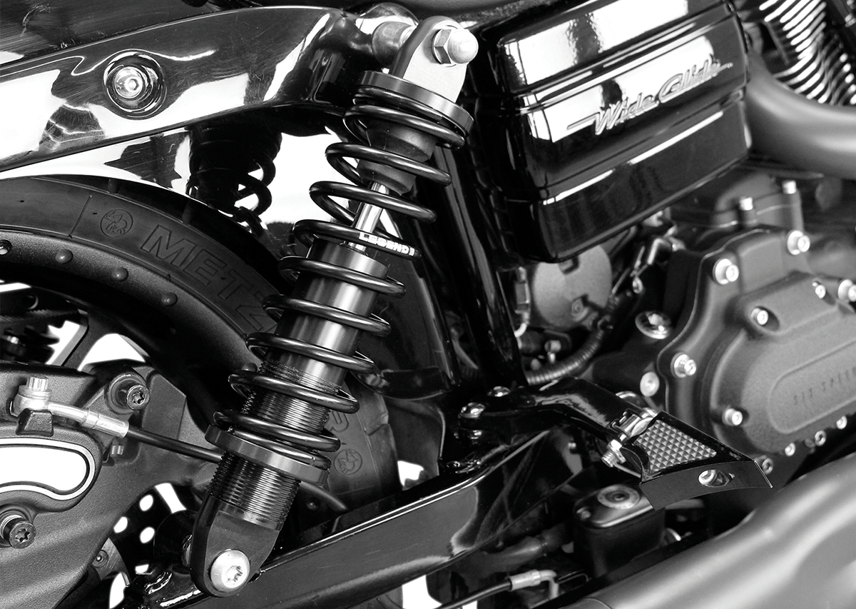 Legend Black 14" Heavy Duty Rear Revo Shocks 1991-2017 Harley Dyna FXDL FXDF