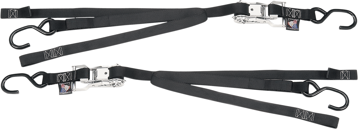 Powertye MFG 1" Black Motorcycle Ratchet Strap Tie Downs for Harley Davidson