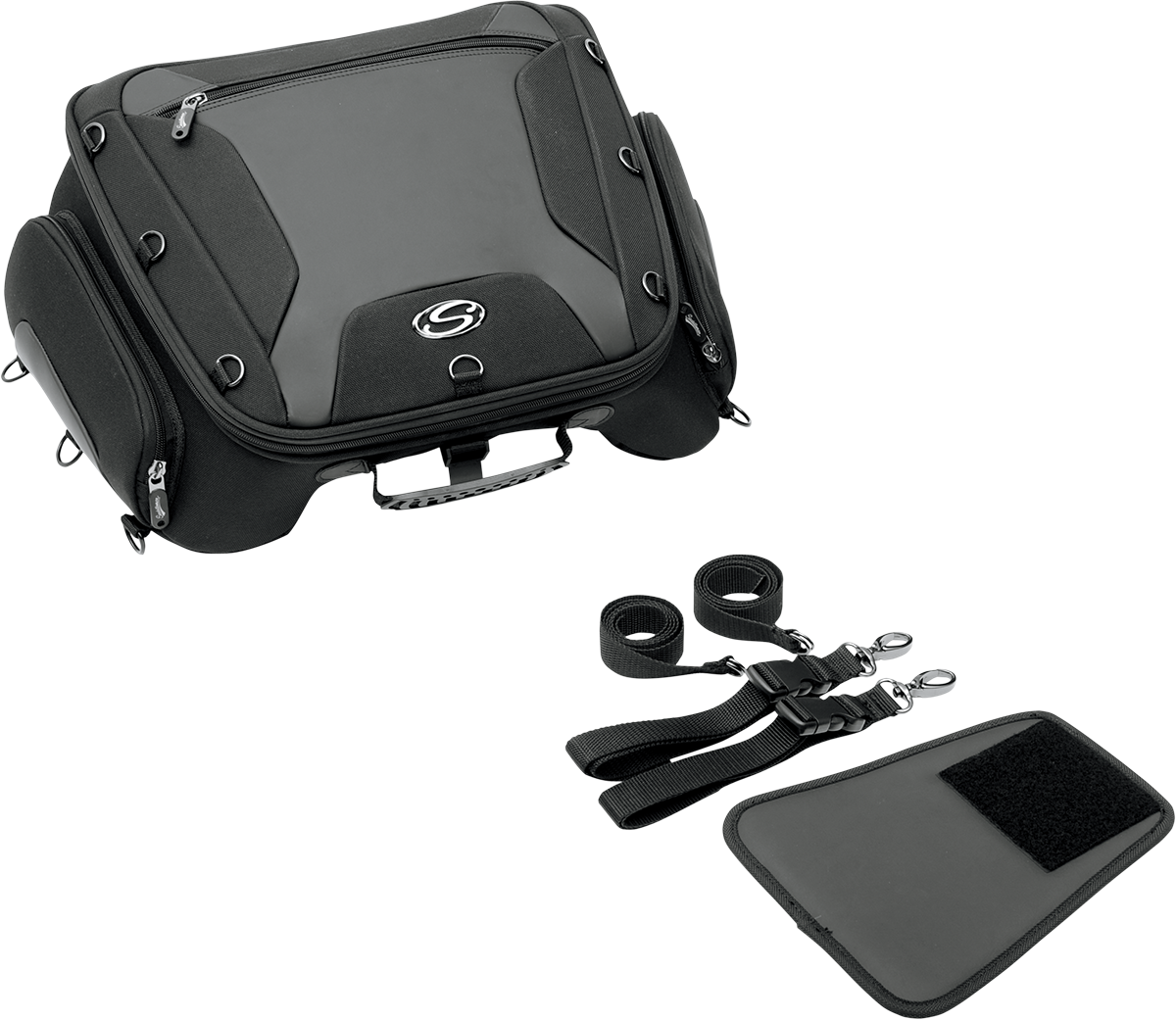 Saddlemen Black Wide Tunnel Motorcycle Biker Tail Bag for Harley Indian