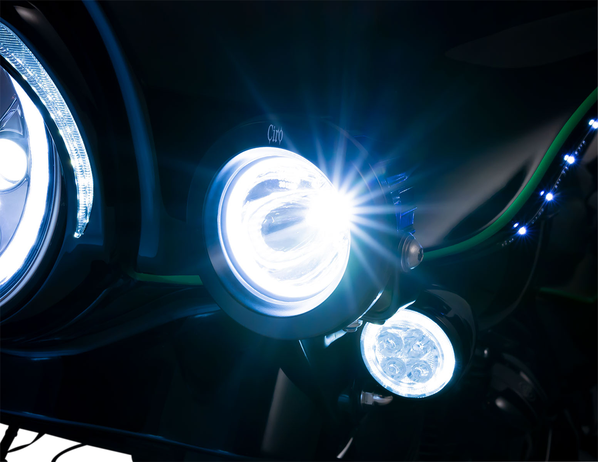 Ciro Tac-10 Cannons Motorcycle Spotlights 2014-2024 Harley Touring FLHX FLHXS