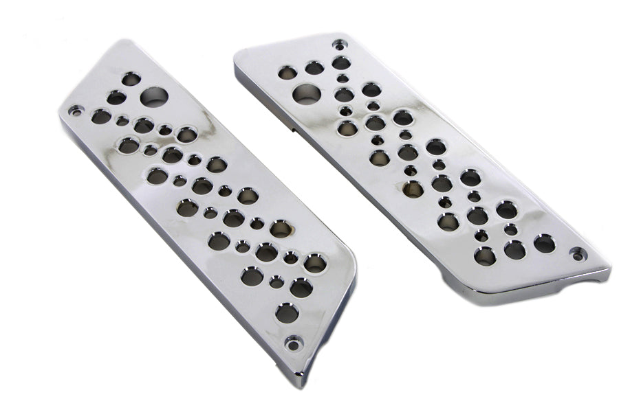 VTwin Swiss Cheese Chrome Saddlebag Hinge Covers 1993-2013 Harley Touring FLT