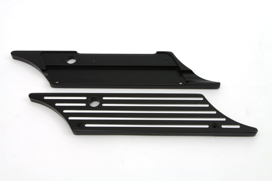 VTwin Black Ball Milled Rear Saddlebag Hinge Covers 1993-2013 Harley Touring FLT