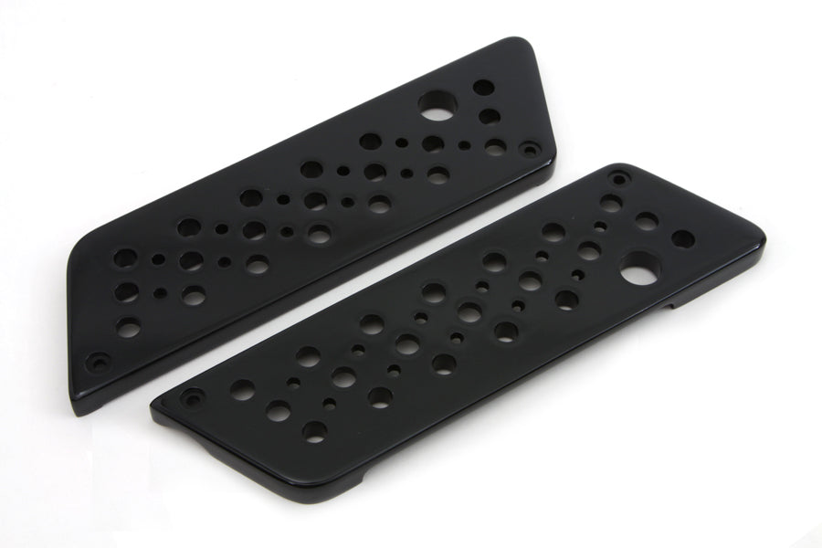 VTwin Black Swiss Cheese Saddlebag Hinge Covers 1993-2013 Harley Touring FLT