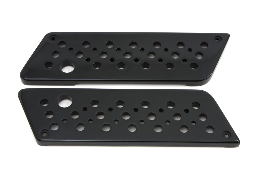 VTwin Black Swiss Cheese Saddlebag Hinge Covers 1993-2013 Harley Touring FLT