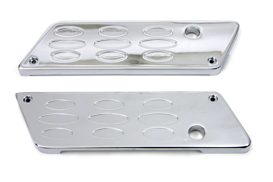 VTwin Louvered Chrome Rear Saddlebag Hinge Covers 1993-2013 Harley Touring FLT