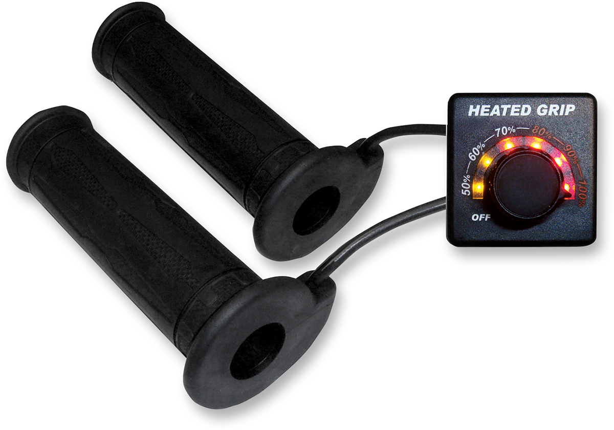 Koso Universal LED Indicator Black Heated 1" Motorcycle Handlebar Hand Grip Kit