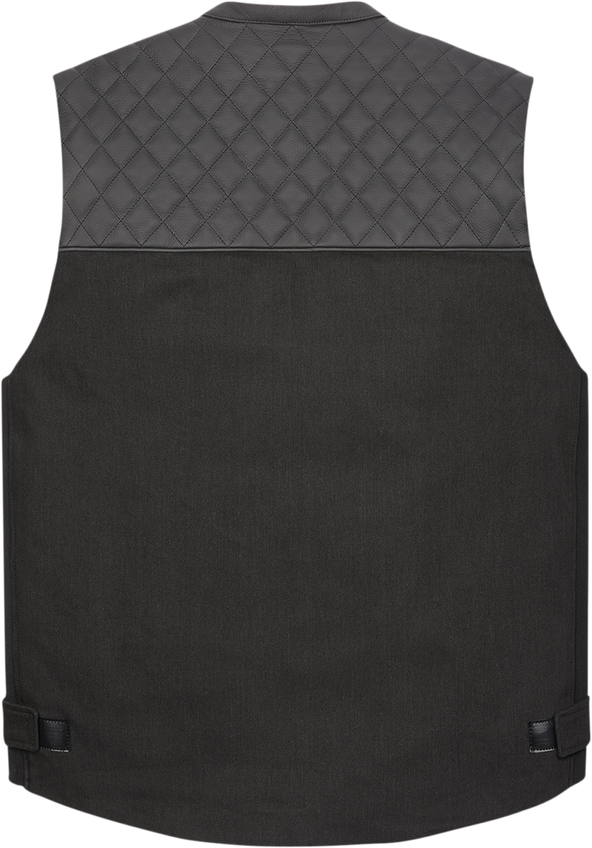 Icon Mens Chamonix Black Denim Motorcycle Club Riding Street Sport Racing Vest