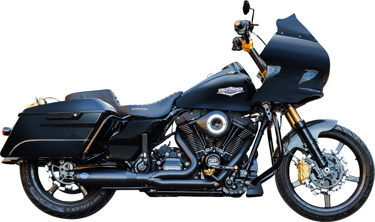 S&S Cycle 2-into-1 Qualifier Black Exhaust System for 2017-2023 Harley Touring