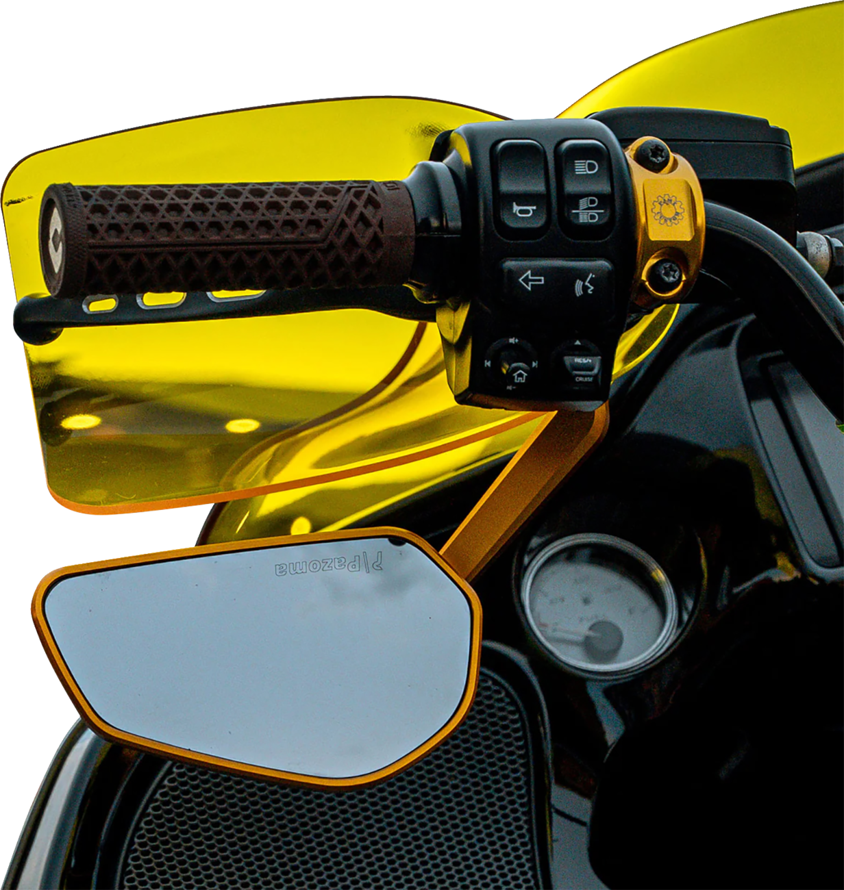 Klock Werks Flare Yellow Hand Guards fits 2002-2025 Harley Hydraulic Clutch