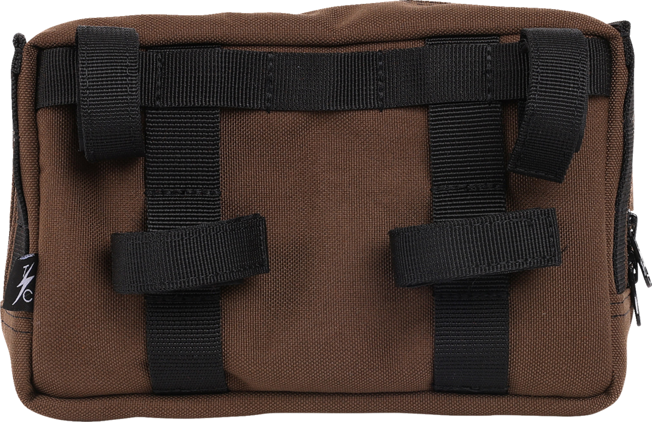 Thrashin Supply Brown Motorcycle Handlebar Storage Bag Plus for Harley THB-0009