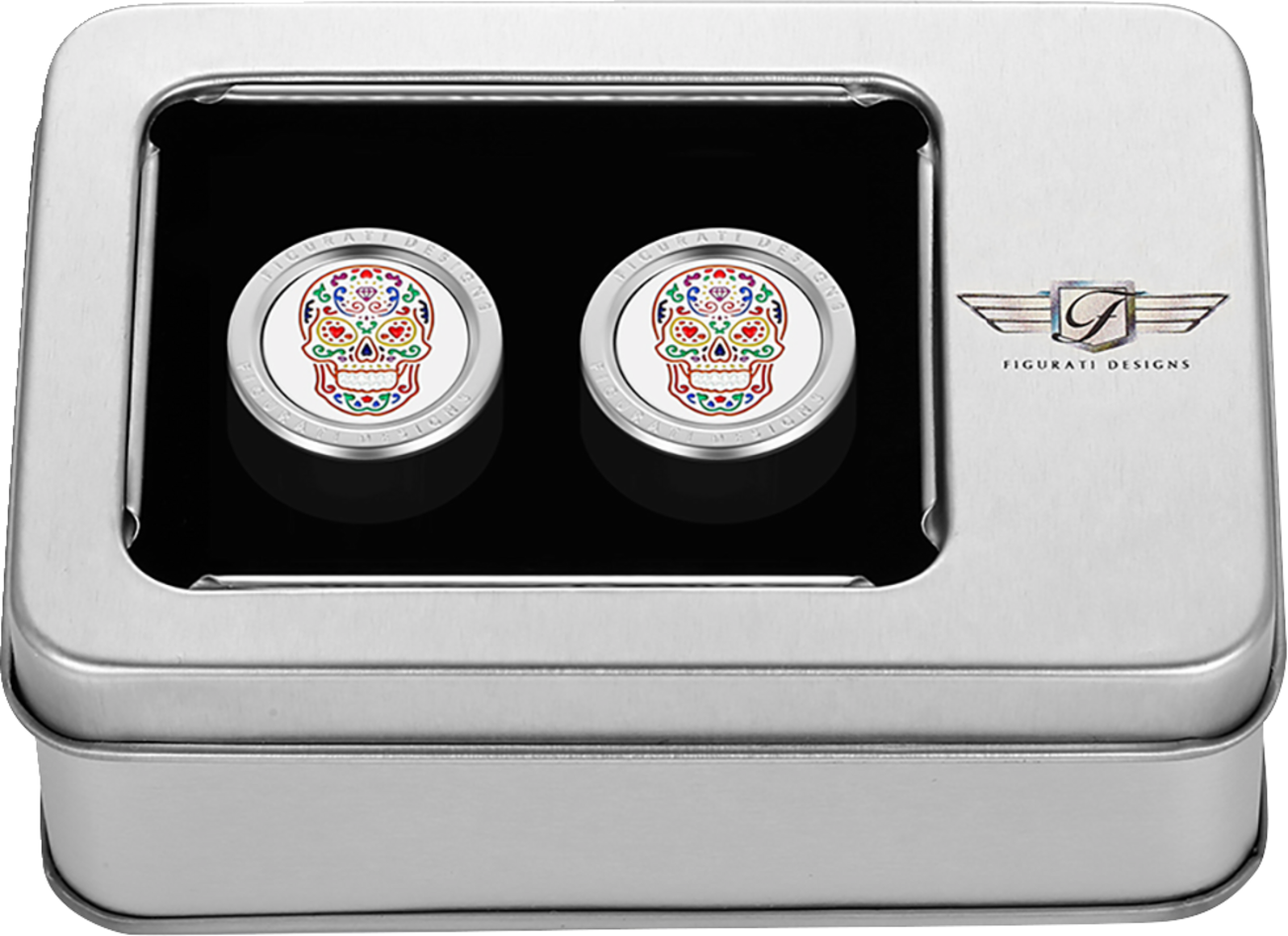 Figurati Designs Silver Sugar Skull Medium Docking Hardware Covers for Harley