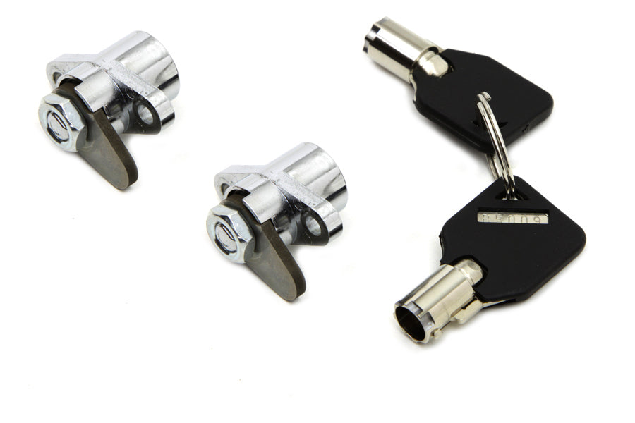 VTwin Chrome Saddlebag Lock & Key Kit 1993-2013 Harley Davidson Touring FLT FLHT