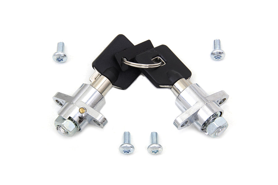 VTwin Chrome Saddlebag Lock & Key Kit for 2014-2021 Harley Davidson Touring FLT