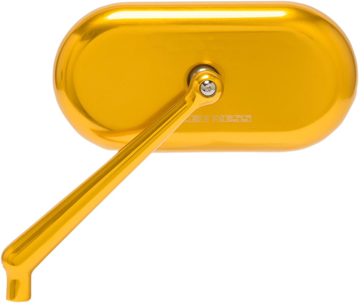 Arlen Ness Gold Oval Convex Side View Screw in Left Side Single Handlebar Mirror