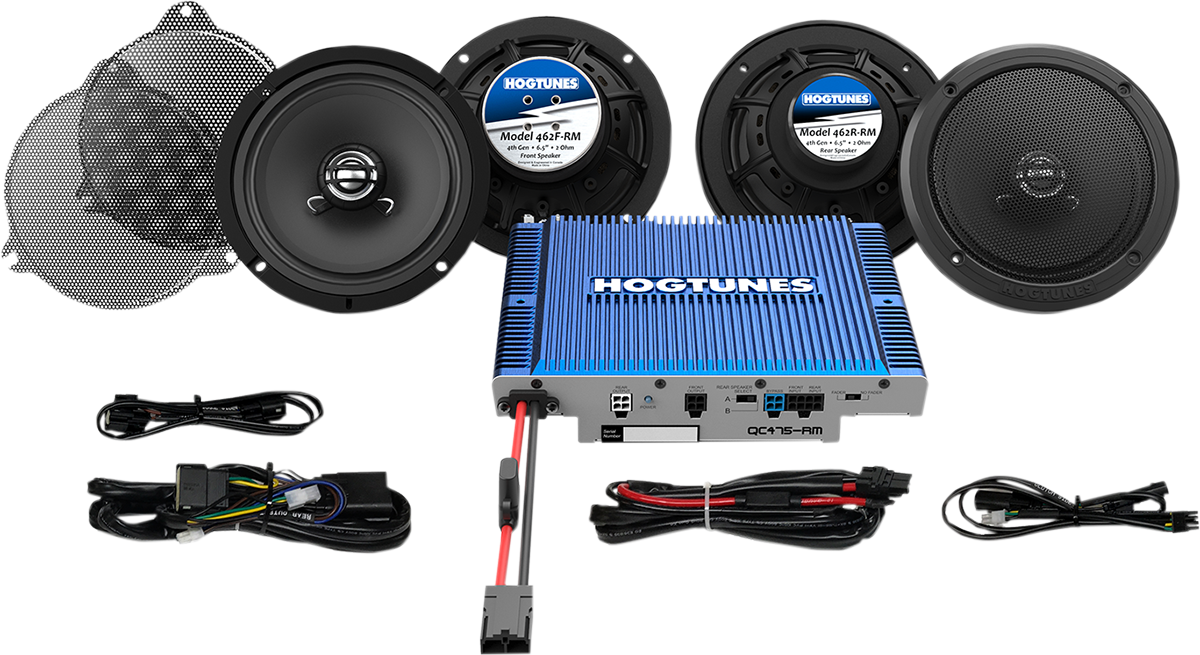 Hogtunes 300 Watt 4 Speaker & 4 Channel Amplifier Kit 2014-2023 Harley Touring