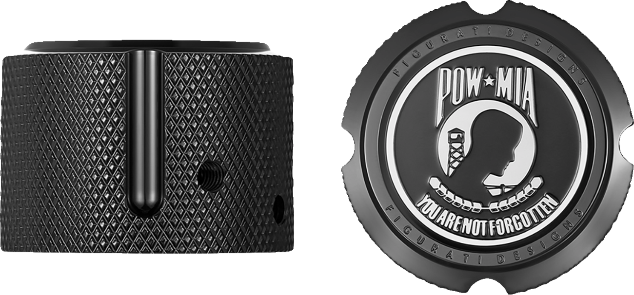Figurati Designs POW-MIA Front Axle Nut Black Covers for 2002-2022 Harley