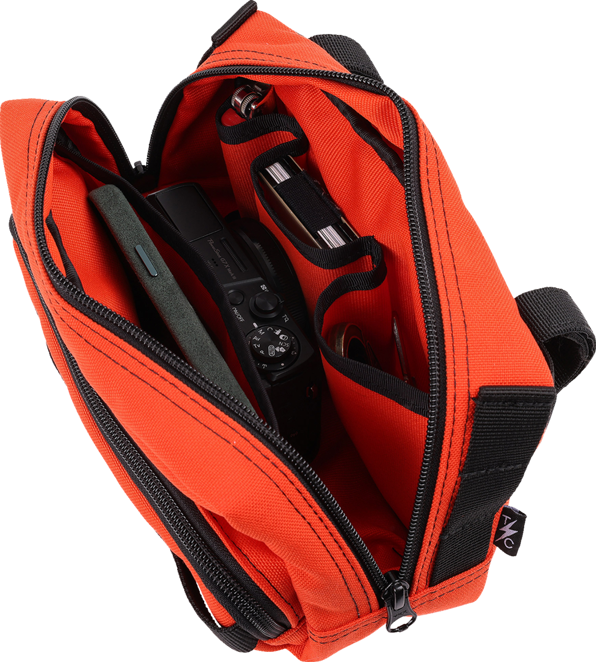 Thrashin Supply Orange Motorcycle Handlebar Storage Bag Plus for Harley THB-0028