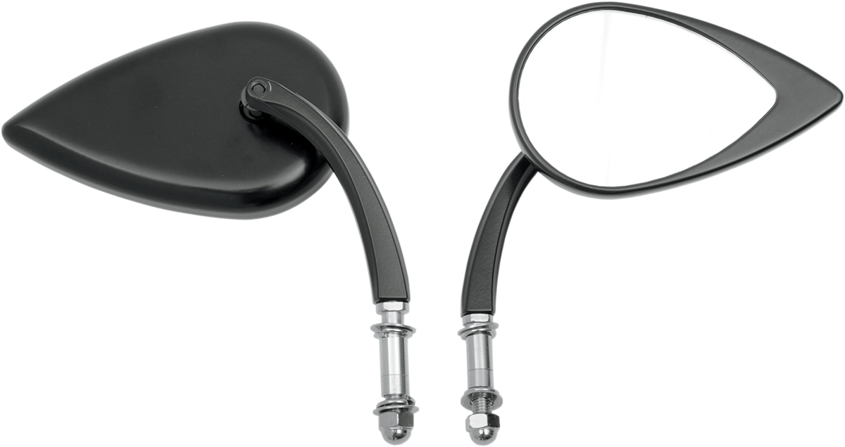 Drag Specialties Pair Matte Black Teardrop Motorcycle Mirrors for Harley
