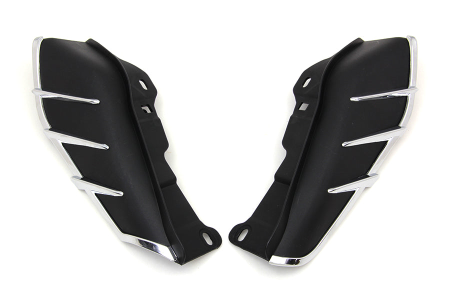 Vtwin Black Windshield Deflector Set with Chrome Trim for 2009-23 Harley Touring