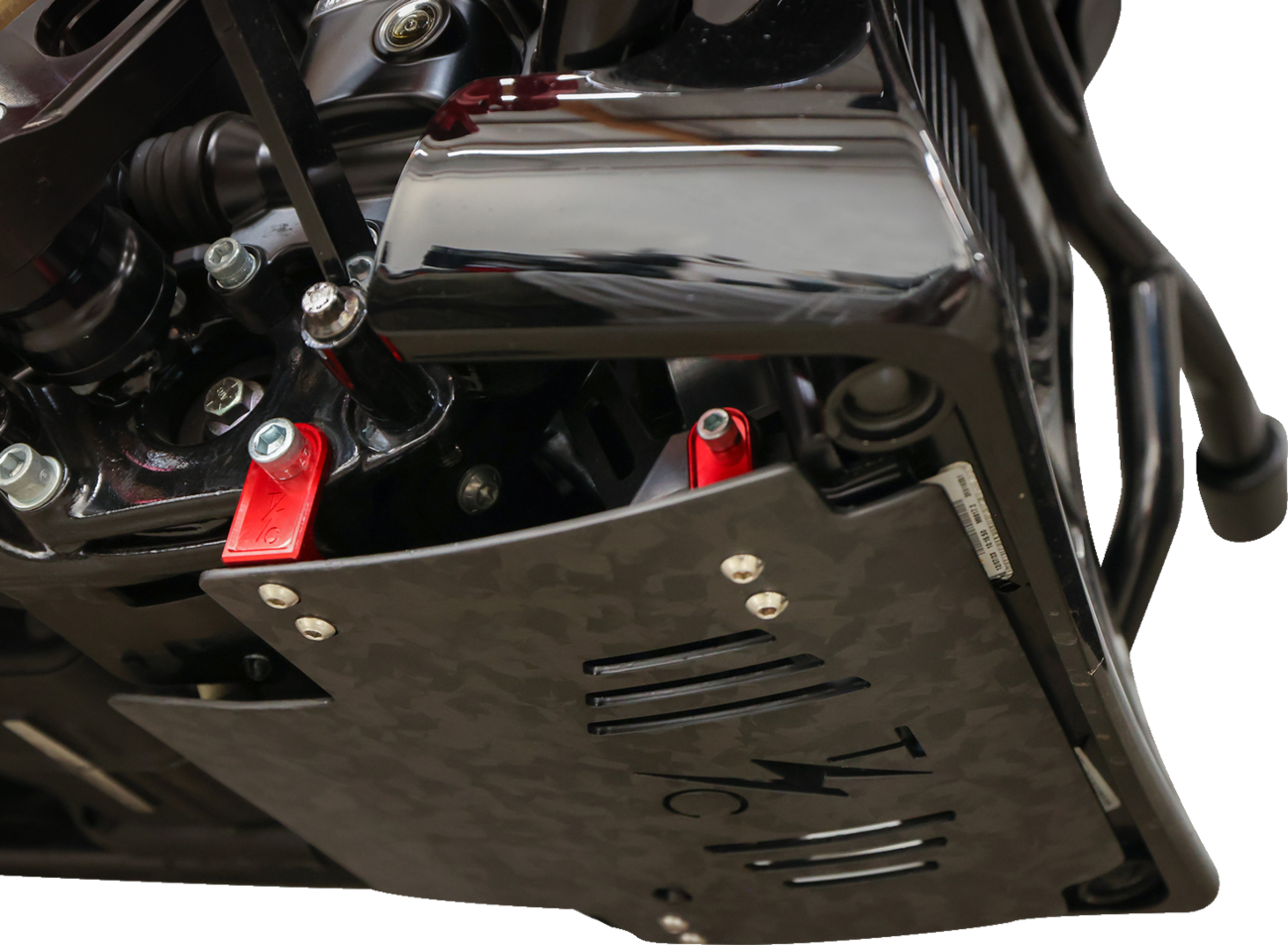 Thrashin Carbon Fiber Forged Red Skid Plate fits 2023-2025 Harley Touring FLTR