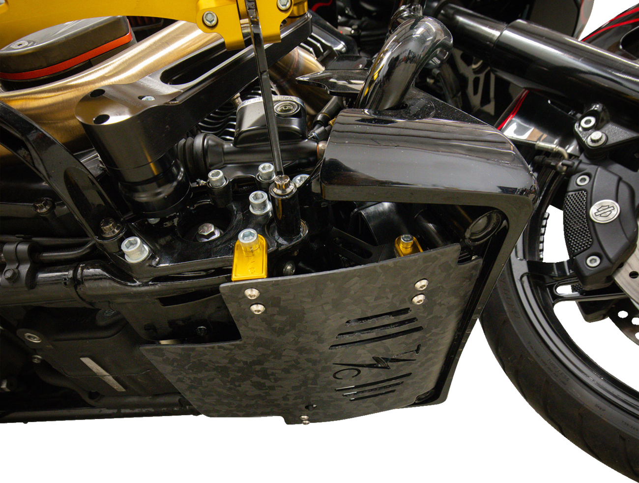 Thrashin Carbon Fiber Forged Gold Skid Plate fits 2023-2025 Harley Touring FLHX