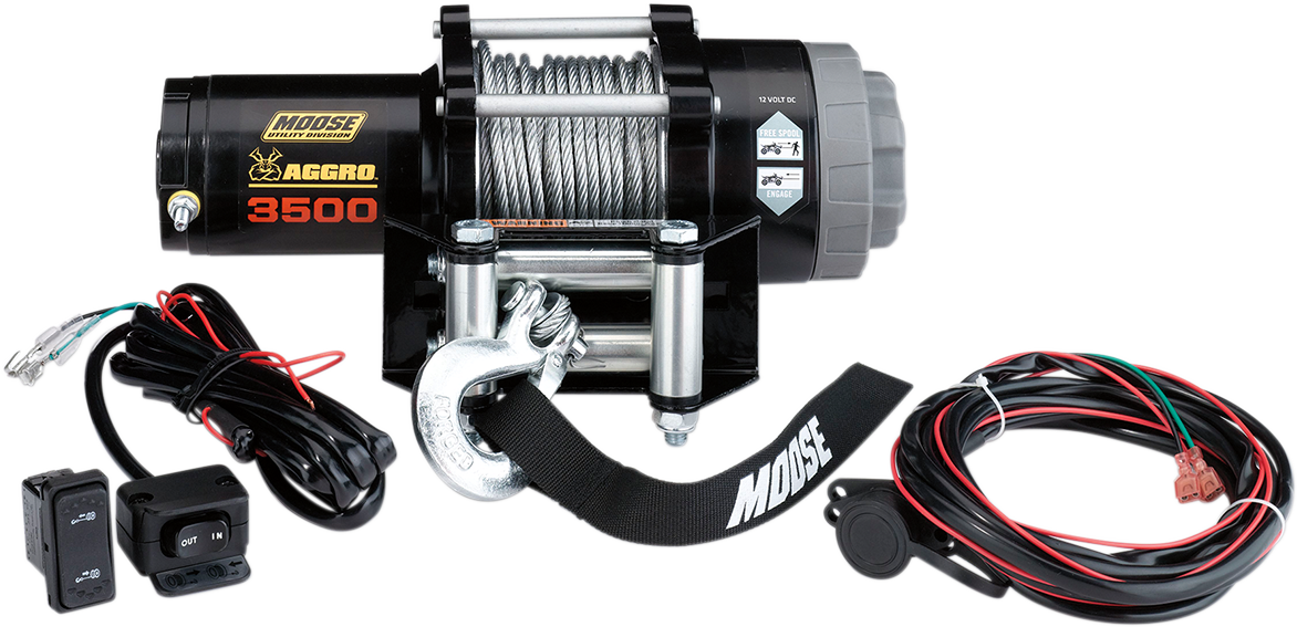 Moose Utility 3500 lb 50' Wire Rope Aggro Winch for ATV / UTV