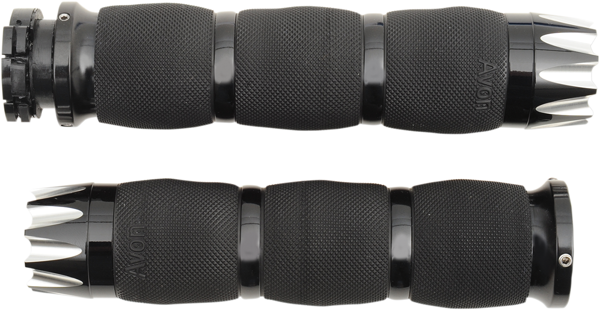 Avon Black Air Cushion Rubber Excalibur 1" Universal Street Motorcycle Grips