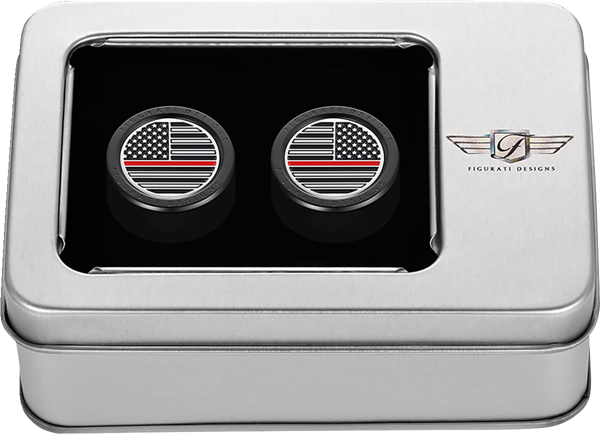 Figurati Red Line USA Flag Short Magnetic Docking Hardware Covers for Harley