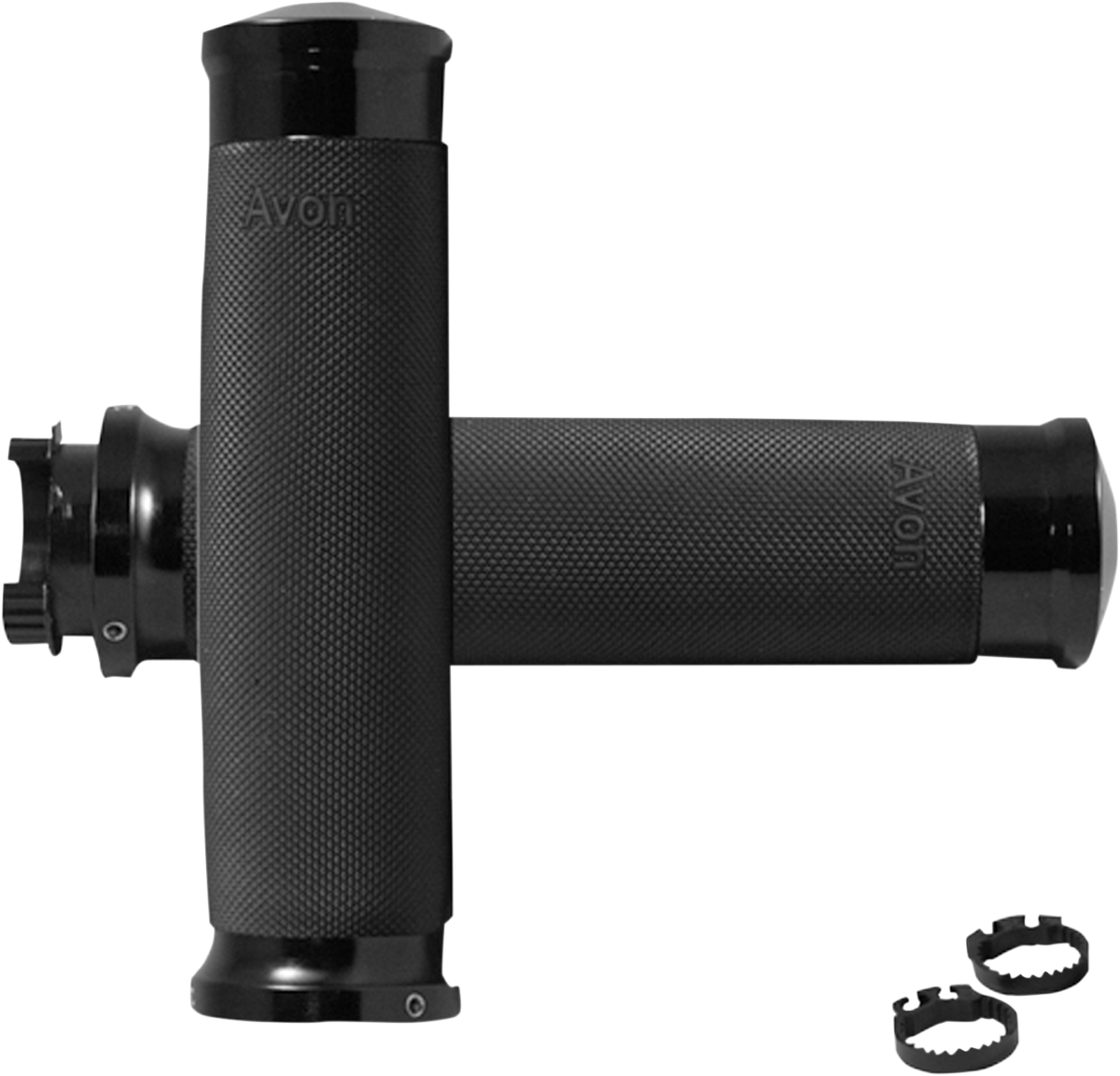 Avon Custom Contour Black Aliminum Rubber 1" Metric Motorcycle Handlebar Grips
