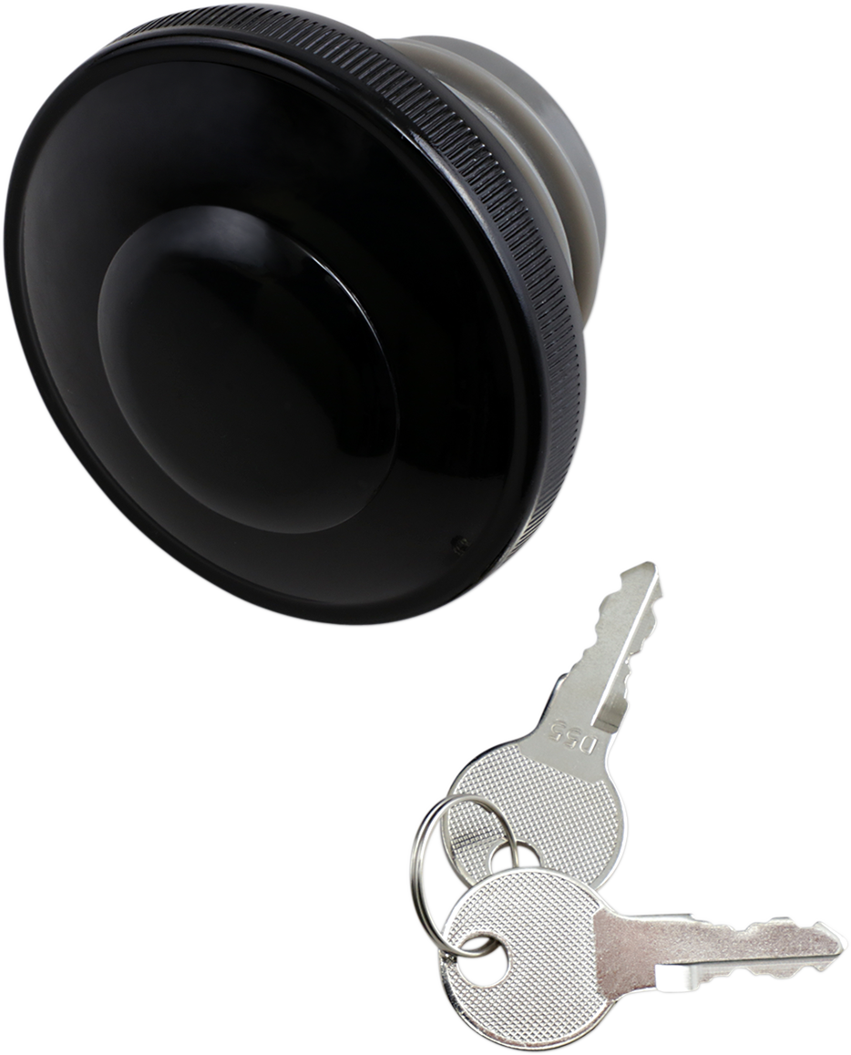Drag Specialties Vented Black Screw in Locking Gas Cap for 96-24 Harley Big Twin
