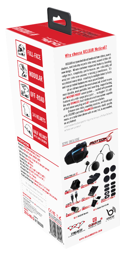 Uclear Motion 6 Dual Bluetooth Motorcycle Fullface Helmet Communicator