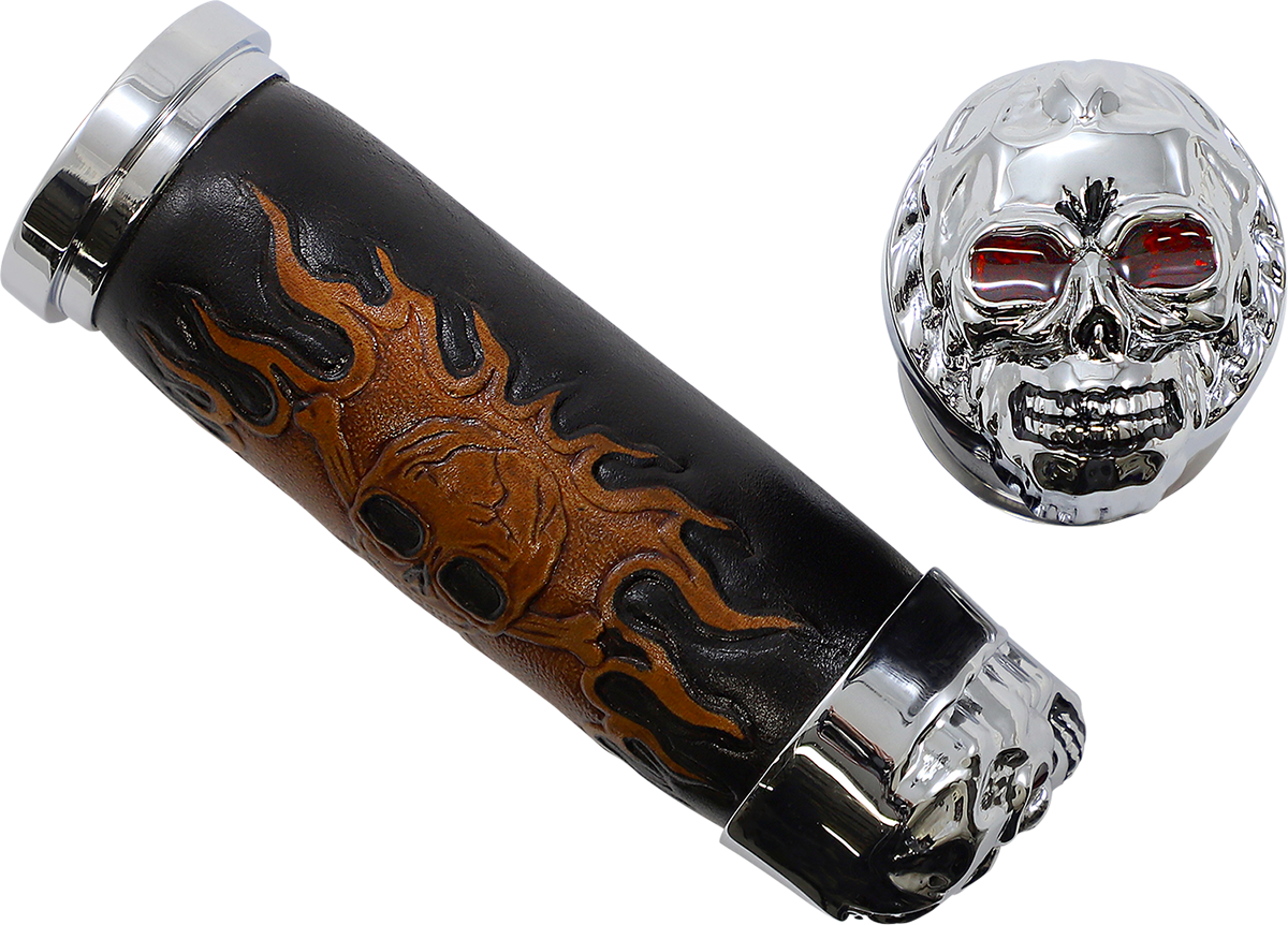 Drag Specialties Skull Hand Grips fits 1980-2022 Harley Touring Dyna Softail XL