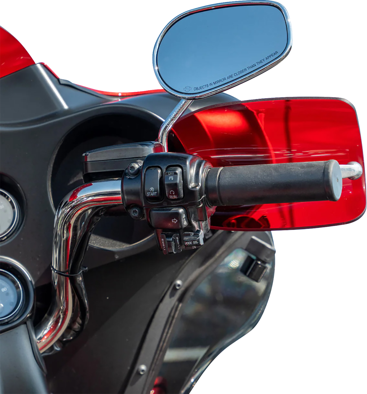 Klock Werks Flare Red Hand Guards for 2002-2025 Harley Davidson Hydraulic Clutch