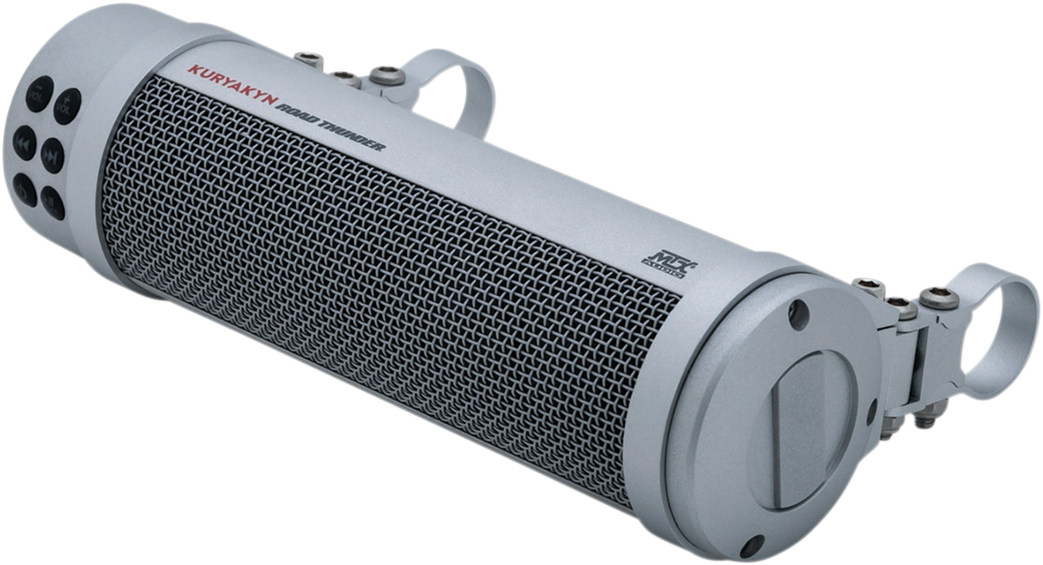Kuryakyn 2719 Road Thunder Silver 300w Handlebar Speaker Sound Bar for Harley