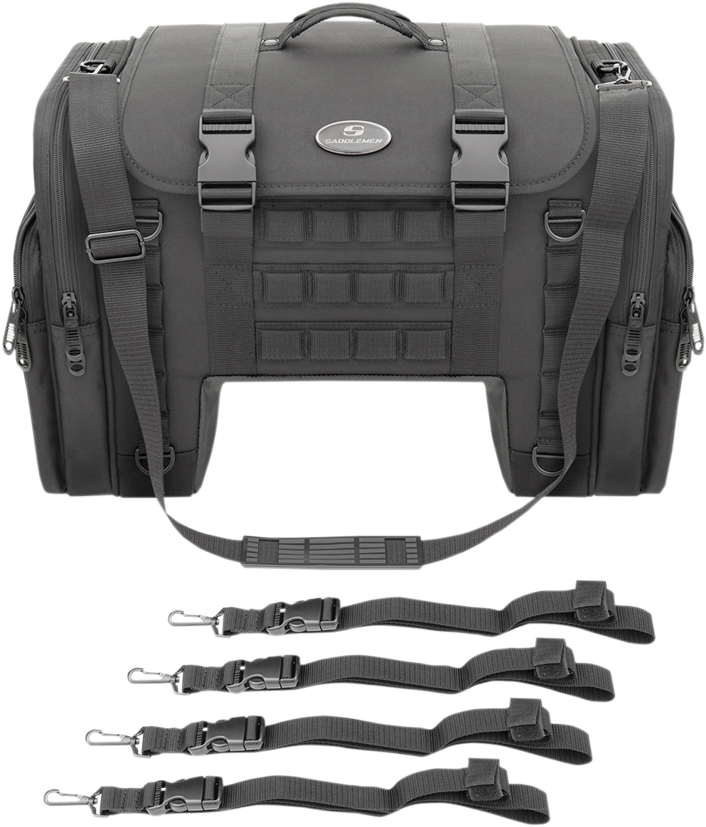 Saddlemen Black Textile Tactical Deluxe Cruiser Tail Bag for Harley Touring