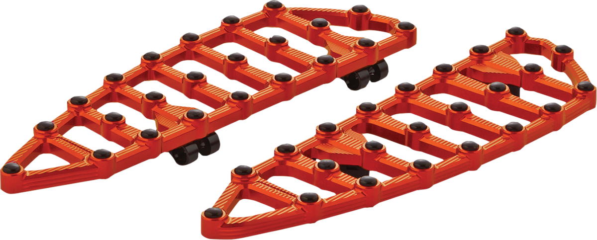 Arlen Ness Anodized Orange MX Driver Aluminum Floorboards for 1980-2024 Harley