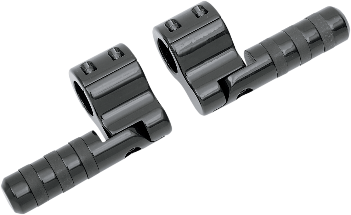 Lindby Linbar Black Wide Clamp on 1-1/4" Highway bar Frame Footpegs for Harley