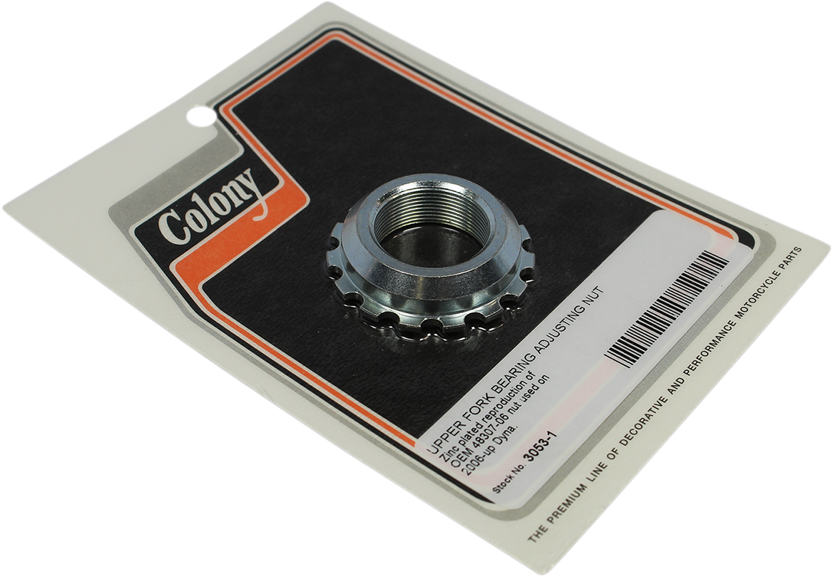 Colony Upper Fork Bearing Adjustment Nut 06-17 Harley Dyna FXDL FXD FXDWG FXDI