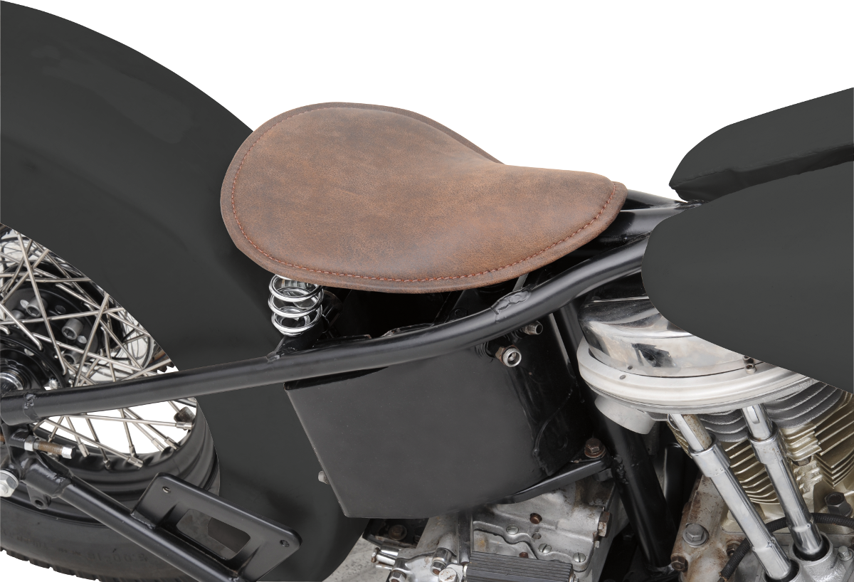 Drag Specialties Small Low-Profile Brown Leather Motorcycle Spring Solo Seat