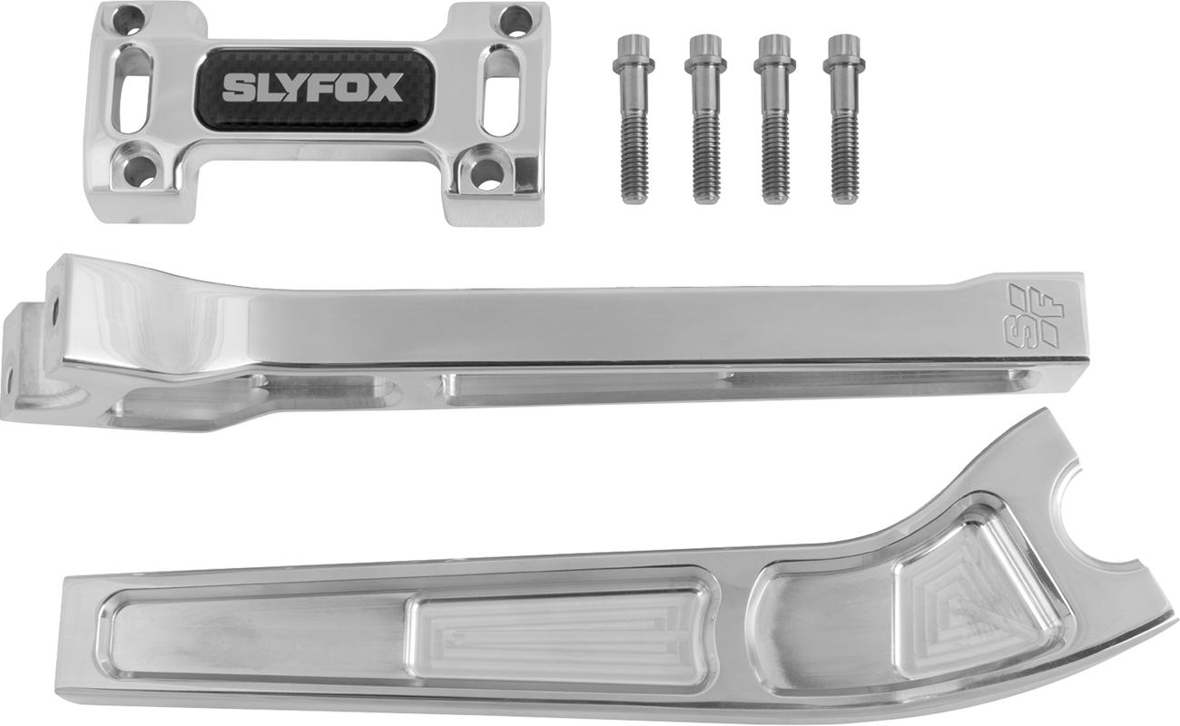 Slyfox Raw 10" Handlebar Pullback Riser Top Clamp Kit for Harley Davidson