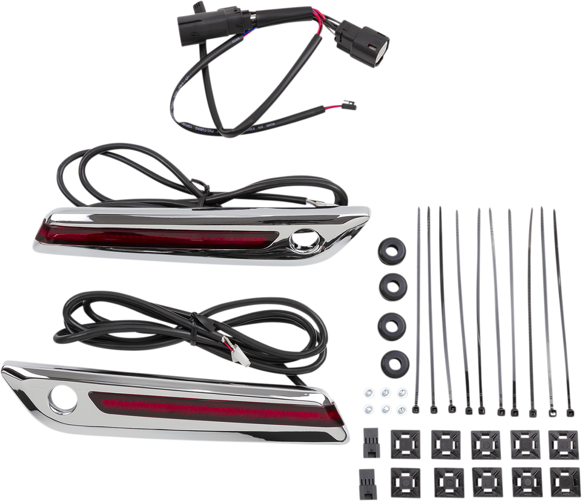 Ciro Rear Red LED Saddlebag Hinge Latch Covers 2014-2024 Harley Touring Models