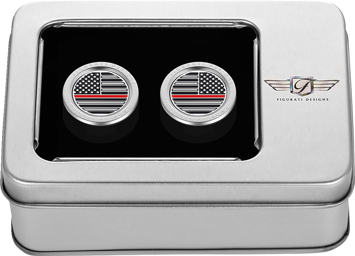 Figurati Red Line USA Flag Short Magnetic Docking Hardware Covers for Harley