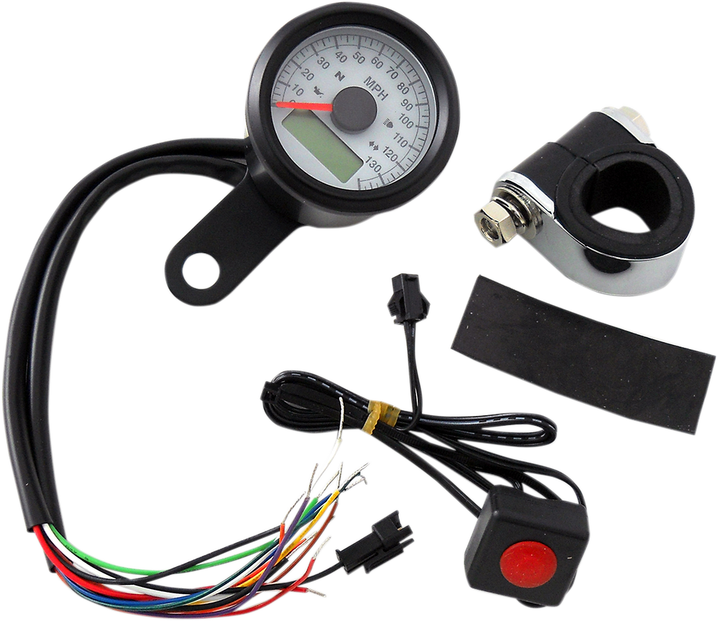 Drag Specialties Black Electronic White Face Speedo Speedometer Harley Davidson