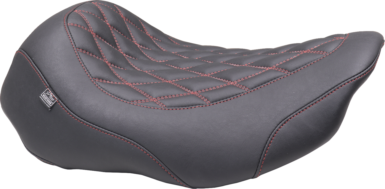 Mustang Wide Tripper Dark Cherry Stitch Solo Seat fits 2023-25 Harley FLHX FLTRX