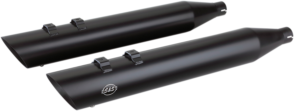 S&S Power Tune Black Slash Exhaust Mufflers for 96-16 Harley Touring Bagger FLHX