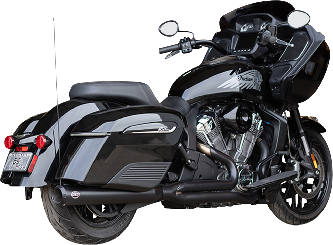 S&S Qualifier Black 2-1 Exhaust System for 2020-2025 Indian Challenger Chieftain